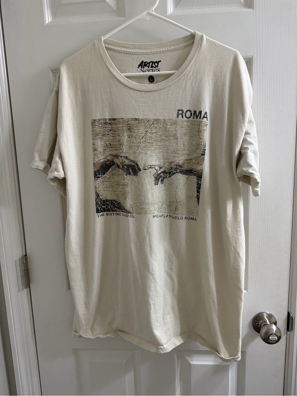 Roma Michelangelo Sistine Chapel The Creation of Adam T Shirt Large L